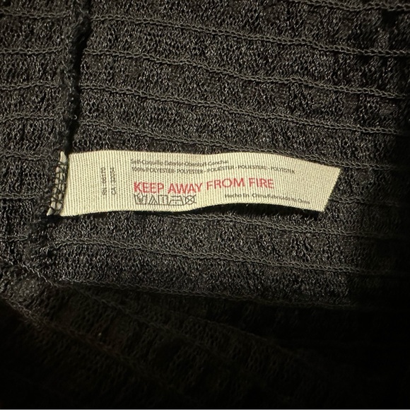 Free People Black Textured Blouse with Sheer Sleeves - Picture 6 of 6